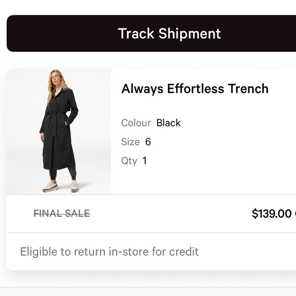 Lululemon Black Trench Coat - Picture 4 of 4